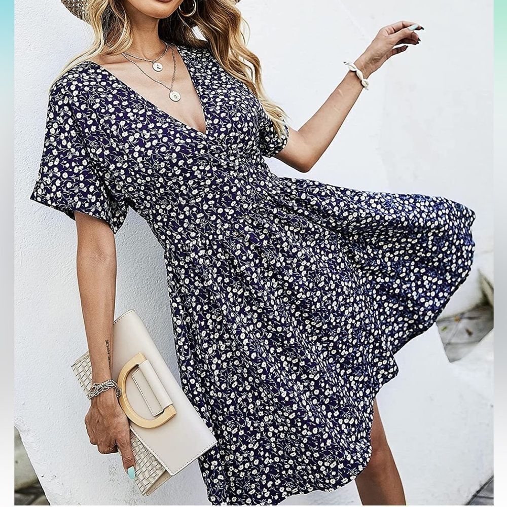 Backless Floral Print Dress